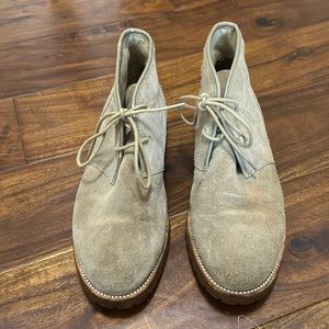 Tory Burch taupe ankle suede boots size 8.